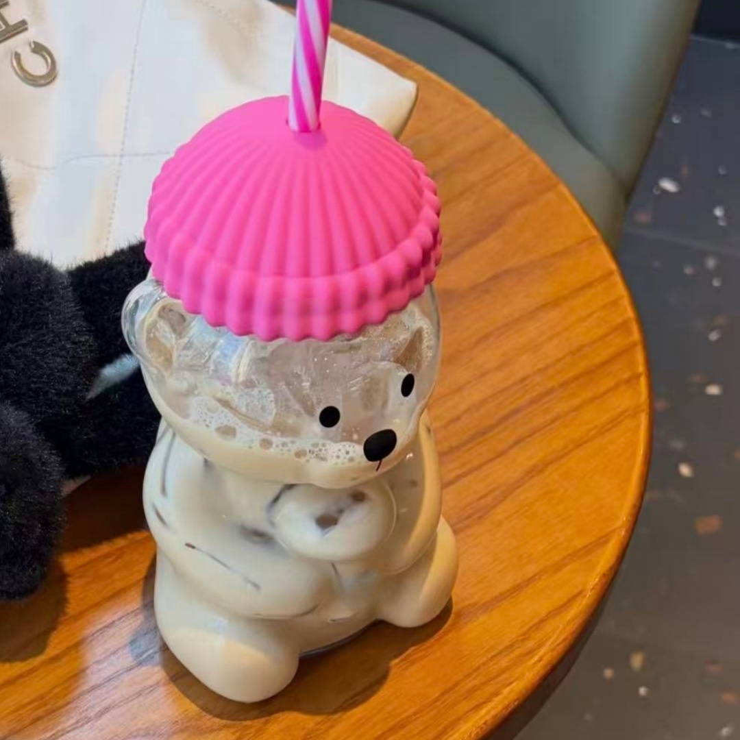 Bk Bear Shaped Glass Straw Cup - Espresso Shot Glass ulasan dan harga