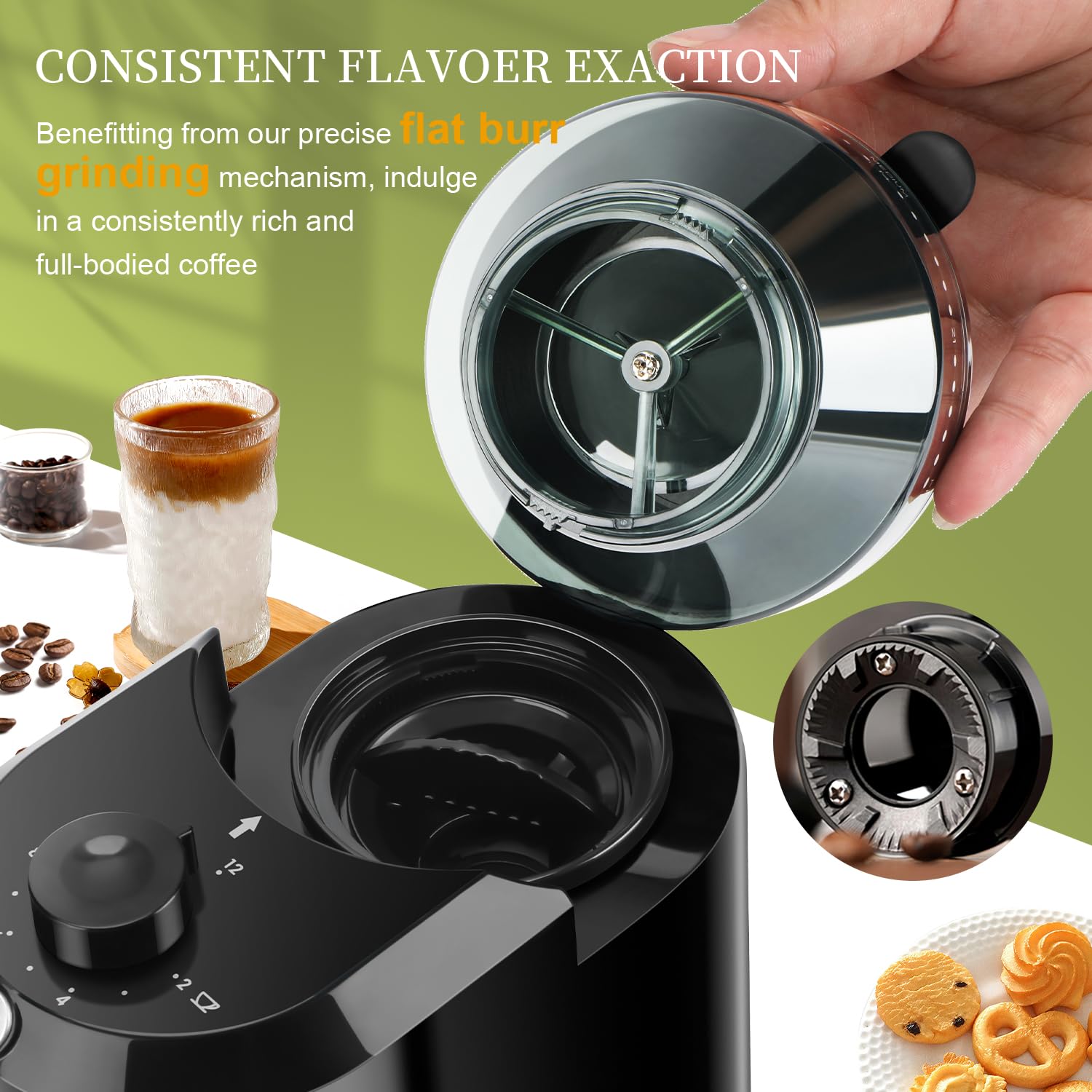 Wancle Automatic Burr Mill Cof - Coffee Grinder Burr Flat ulasan dan harga