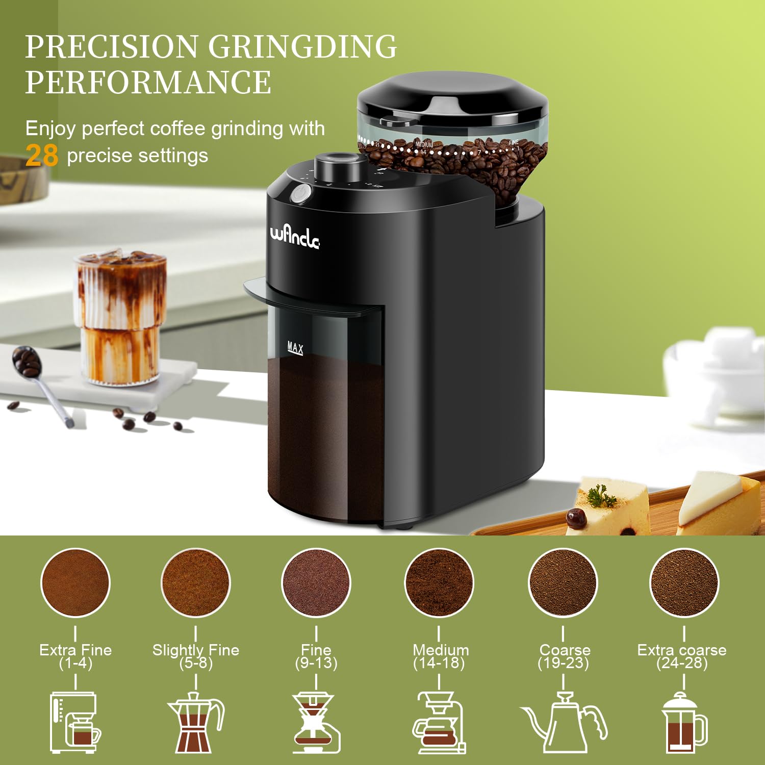 Wancle Automatic Burr Mill Cof - Coffee Grinder Burr Flat ulasan dan harga
