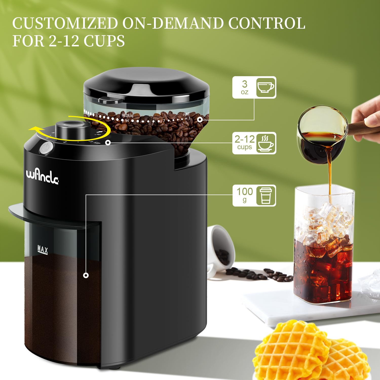Wancle Automatic Burr Mill Cof - Coffee Grinder Burr Flat ulasan dan harga